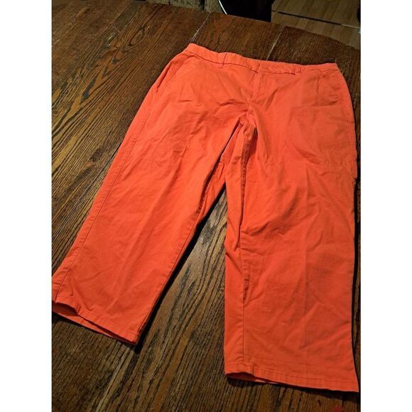 Size 16 Lane Bryant Orange Capri Casual Pants w/Pockets and Belt Loops - Picture 1 of 3